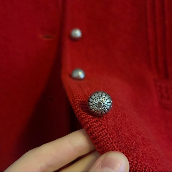 Vintage Red Wool Cardigan Sweater with Beautiful Buttons Made in Austria - Picture 2 of 8